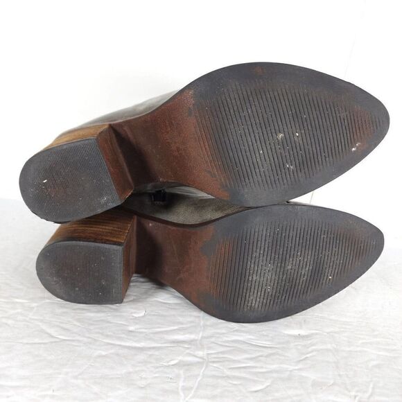 Freebird By Steven Women Claire US6 Gray Distressed Leather Zippers Heel Booties - Picture 11 of 12